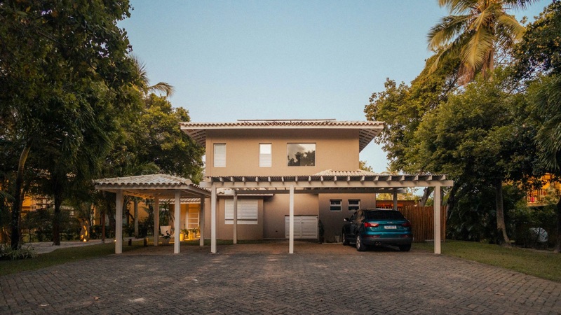 Paved driveway and frontage of a residential house